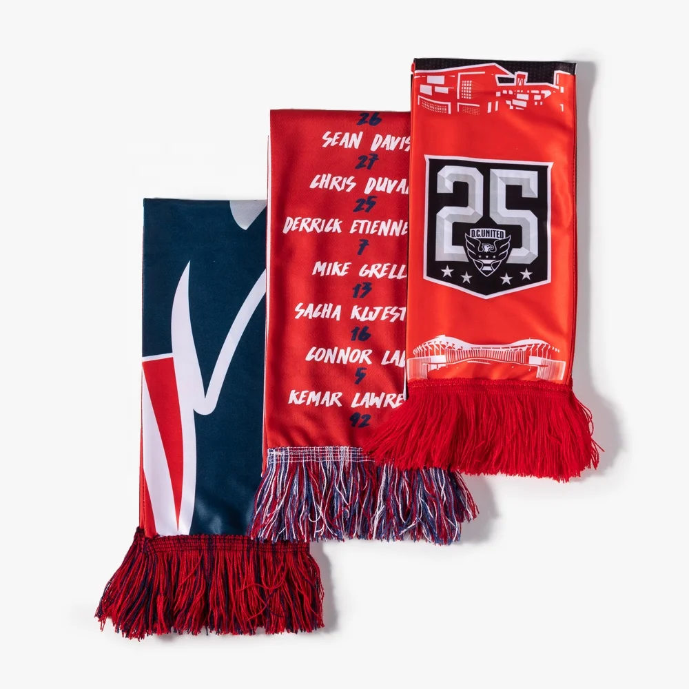 Бесплатный образец, шарф с принтом на заказ из полиэстера, индивидуальный дизайн и размер, атласный шарф для фанатов футбола