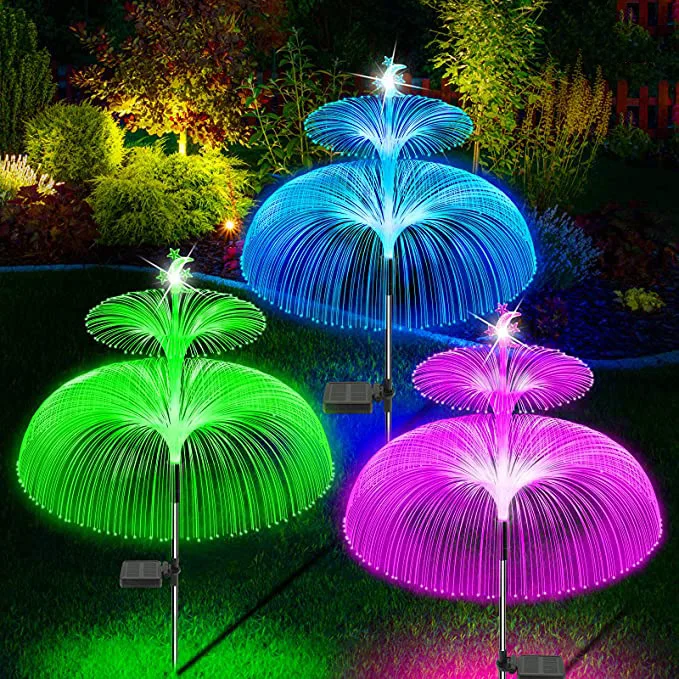 Newish Outdoor Waterproof 7 Color Changing Solar Double Jellyfish Garden Lights for Walkway Lawn Backyard Jellyfish lamp