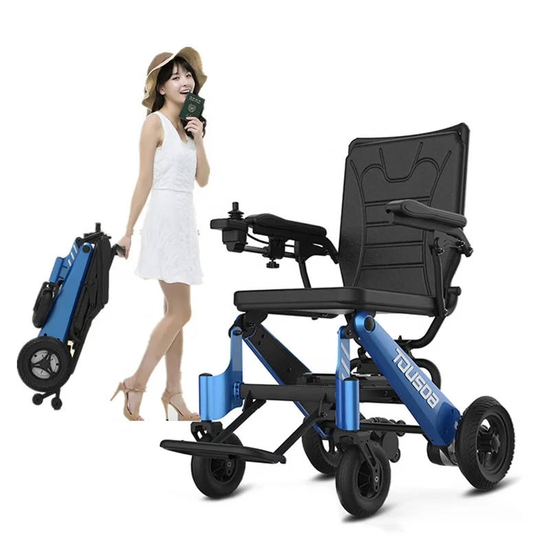 
Aluminum lightweight portable motorized wheel chair travel airport folding power electric wheelchairs for the disabled 