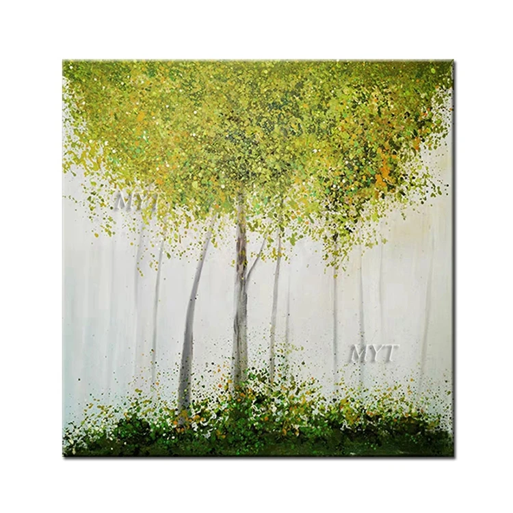 Зеленый дерево пейзаж маслом украшения дома живопись книги по искусству стены акрил холст книги по искусству работы