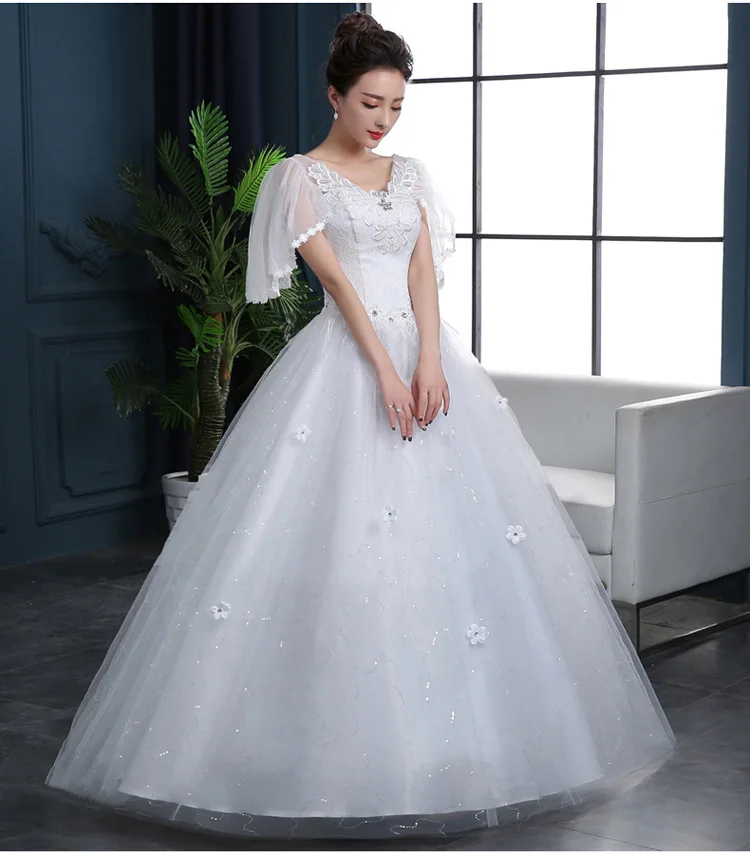 wholesale price Ball Gown Illusion Neckline Sweetheart Beaded Flower Print Wedding Dress White Bridal Gown