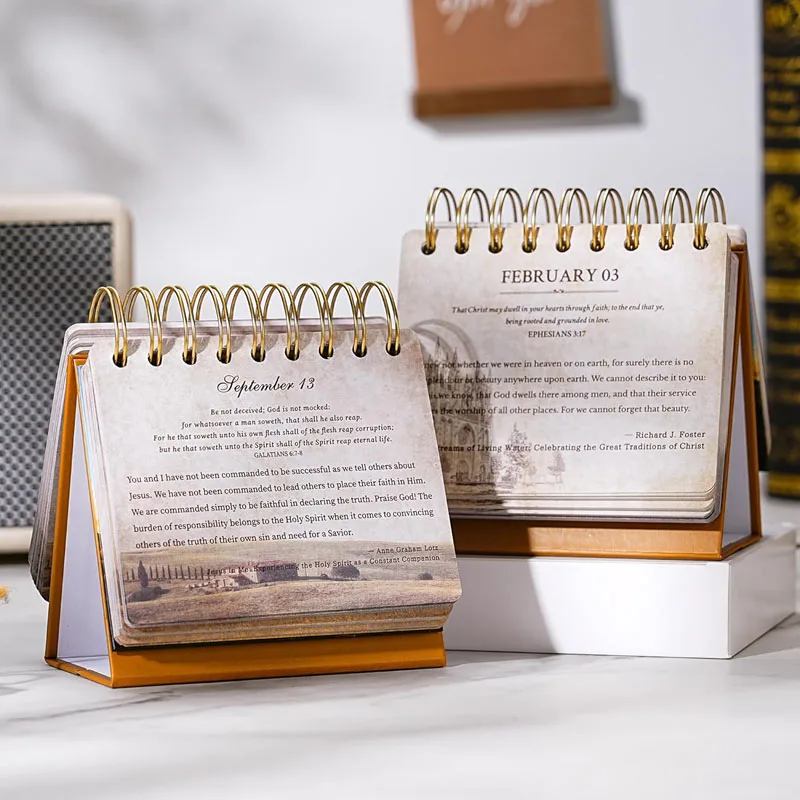 Custom Size Bible Quotes Desk Calendar Printing 365 Days Daily Landscape Table Calendars For Home