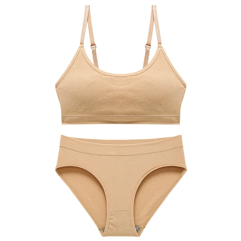 JSMANA Wireless Seamless Custom Padded Lingerie Big Size Student Panty 40 Size Bra Sexy Woman Sport Bra Panty Set