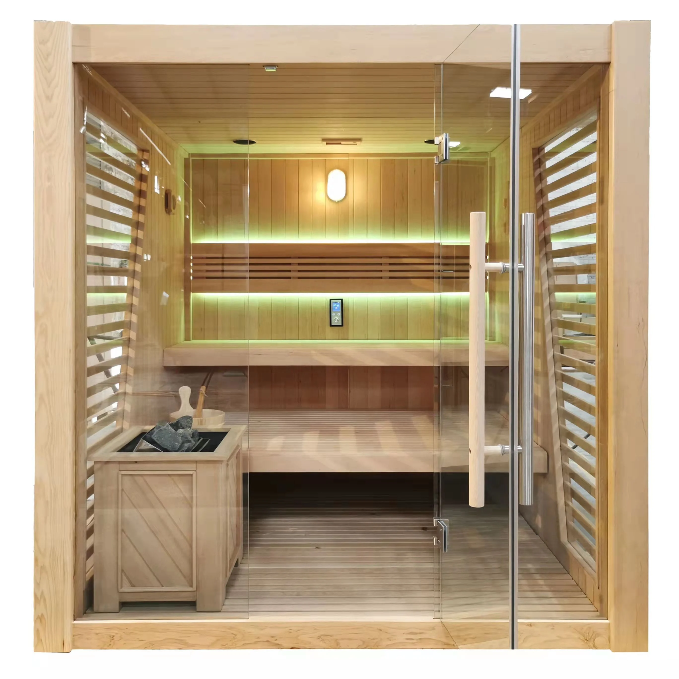 Indoor Hammam Wood Steam Spa Far Infrared Sauna Room Hemlock 1-2 Person Indoor Combination Sauna Room Cedar Sauna Cabin