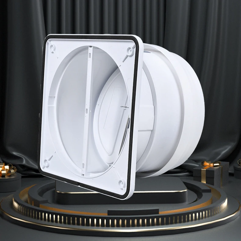 Backdraft Damper One-Way Airflow Ducting Insert with Spring-Loaded Folding Blades for Ducting in Range Hoods and Bathrooms
