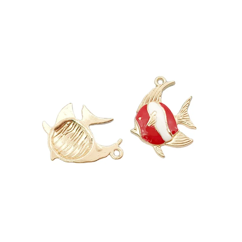 Wholesale 24*27mm Marine Tropical Fish Charms Alloy Enamel for Bracelet Necklace Jewelry Making Made of Stainless Steel