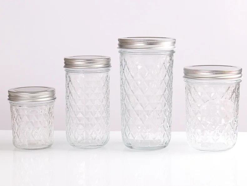 empty clear glass jar for caviar 250ml with silver cap