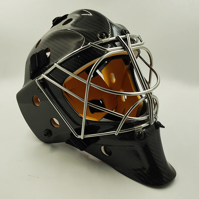 Carbon fiber professional ice Hockey Roller Skating Goalkeeper Helmet goalie Sports Protective Helmet EN ISO 10256