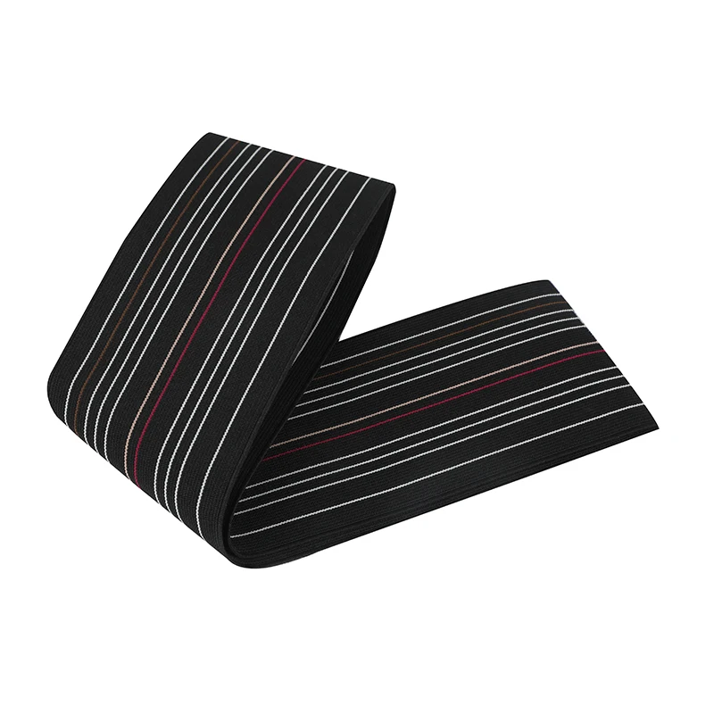 
Custom wholesale fashion super wide stretch jacquard striped webbing 