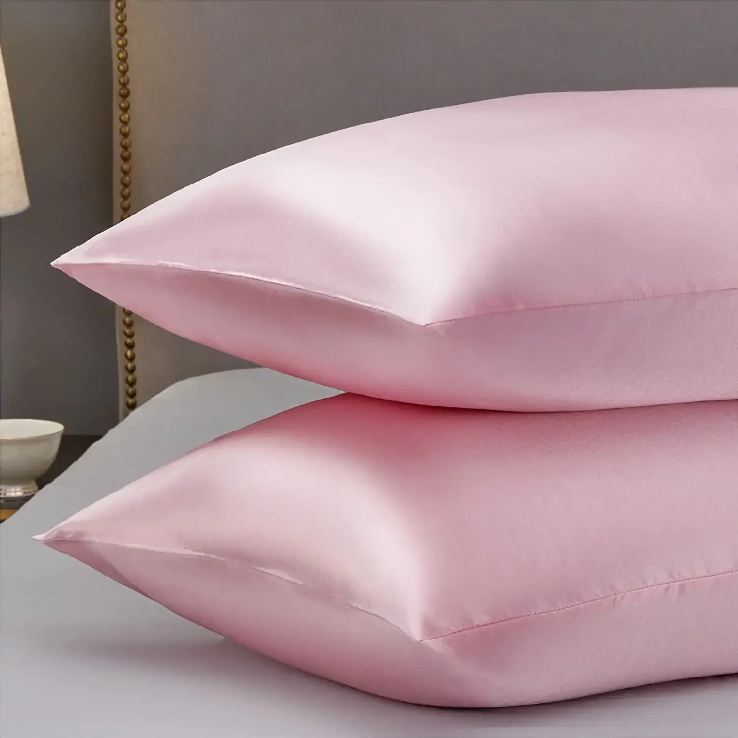 Satin Pillowcase for Hair and Skin Queen - Pink Silk Pillowcase 2 Pack 20x30 inches - Satin Pillow Cases Set of 2 with Envelope