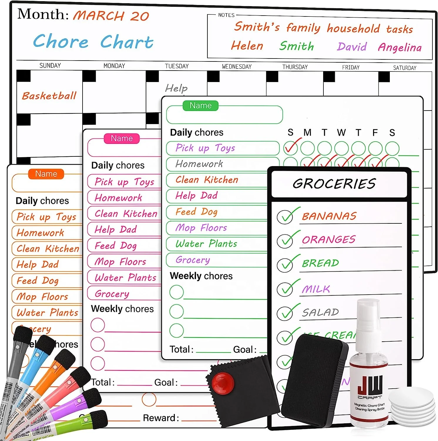 Custom Magnetic Dry Erase Chore Chart Calendar White Board Monthly Weekly Planner Fridge Magnet for home office