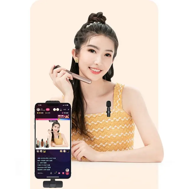 Portable Lavalier Wireless Microphone for Live Streaming Ultra-Low Latency Live Clip on Mini Microphone
