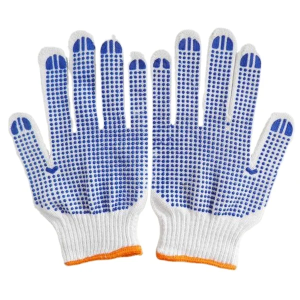 Knitted PVC Dotted Cotton Cut Resistant Cotton Glove with Rubber Dimples