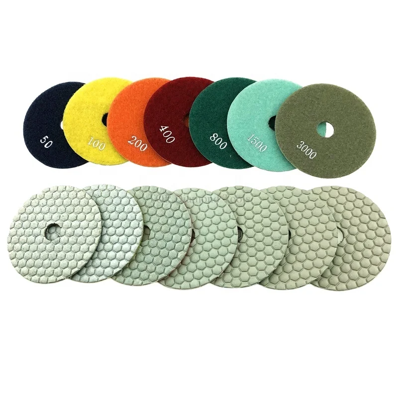 7 Step Dry Flexible Diamond Polishing Pad For Granite Marble Quartz Concrete Polishing