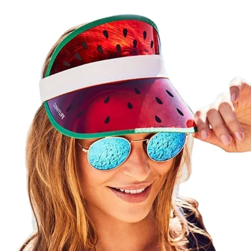 Factory Hot sell Plastic Sun Hat Watermelon Retro Sun Visor With elastic band