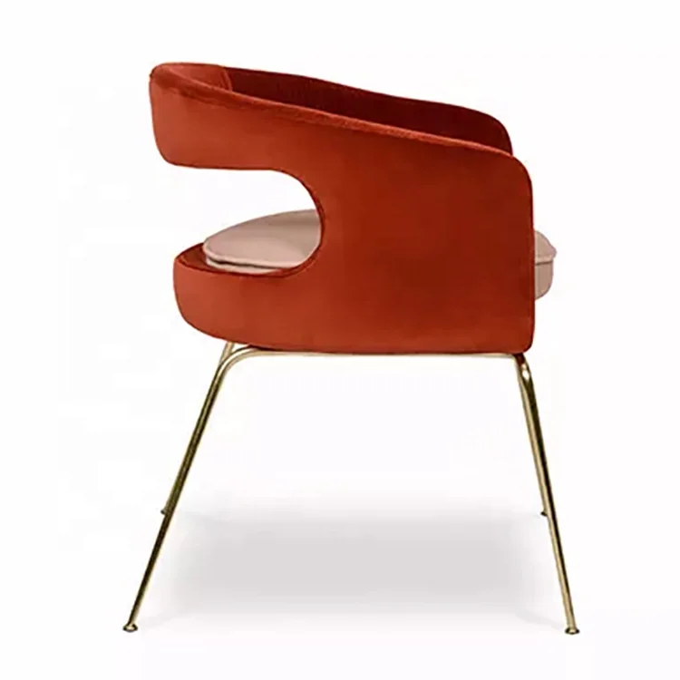 Hot sale modern dining room furniture upholstered luxury metal leg velvet dining chair