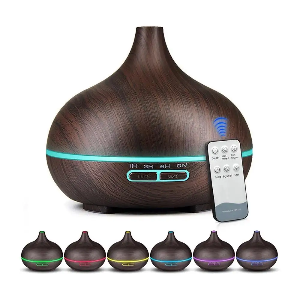 Hot Sale Ultrasonic Air Humidifier 500ml Wood Grain Electric Essential Oil Aroma Diffuser with remote
