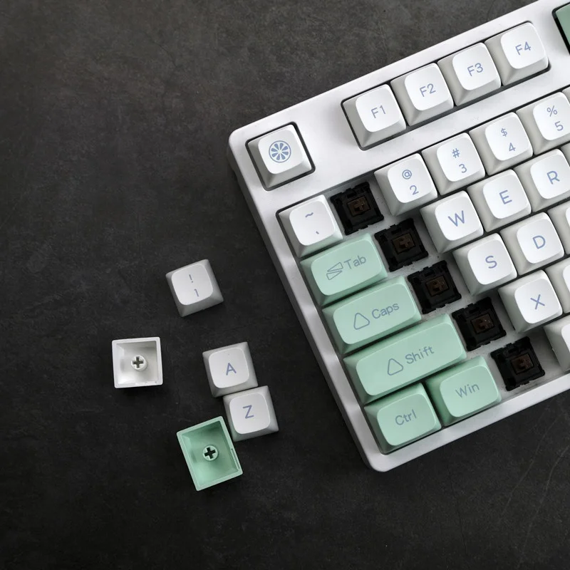 Ice Crystal Mint Keycaps 130 Keys XDA Profile Keycap PBT Dye Sublimation Keycap With 1.75u 2u Shift MAC 1.5U