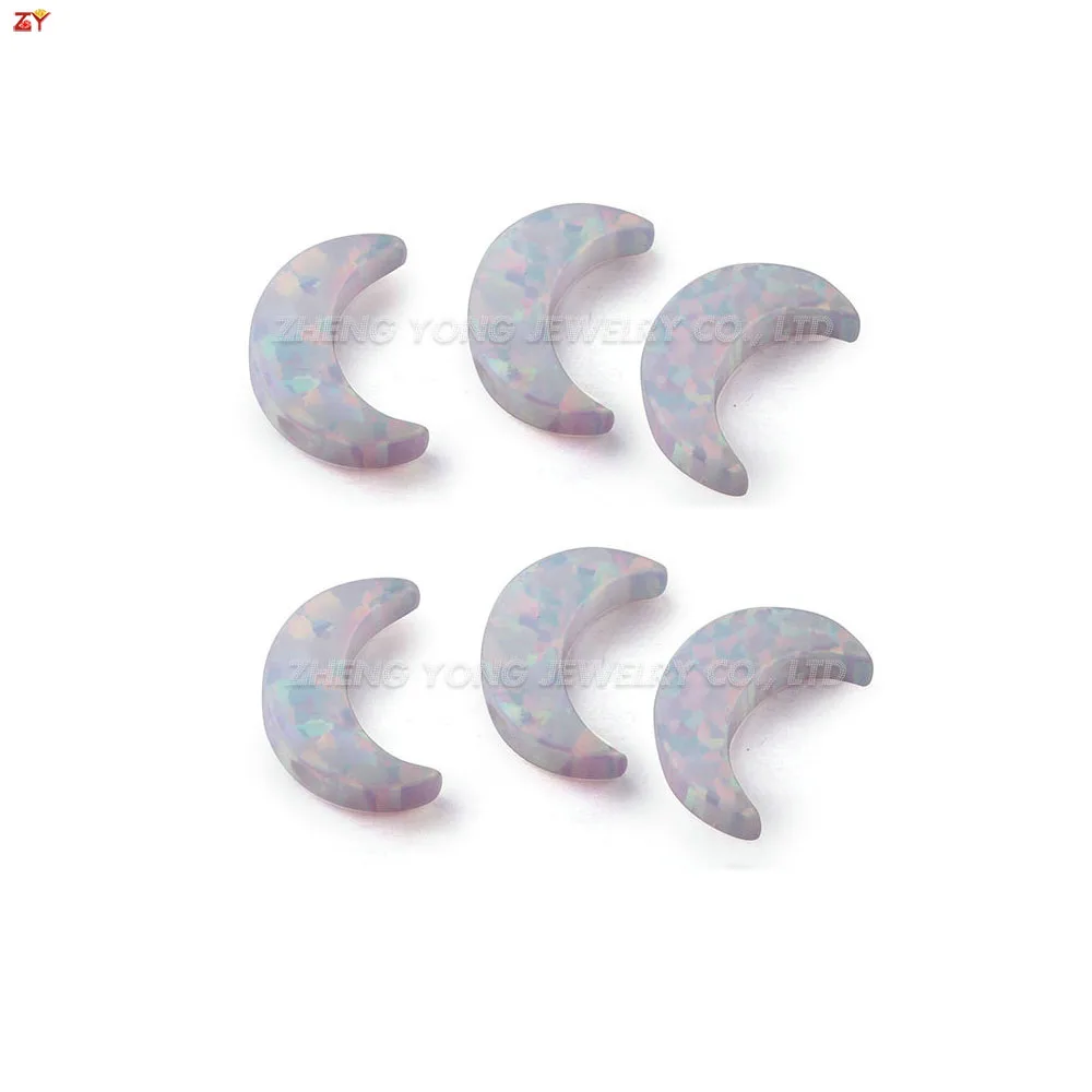 Синяя опаленная бусина в форме полумесяца синтетический белый опал Луны 8x11 мм лунный