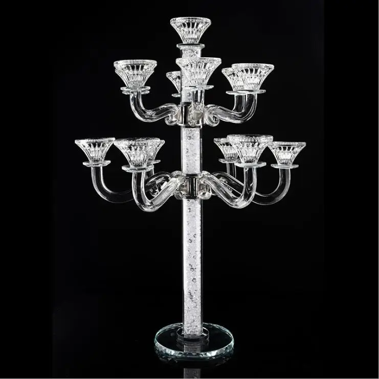 Cheap wedding crystal candelabra 10 arms crystal candelabra for wedding centerpiece