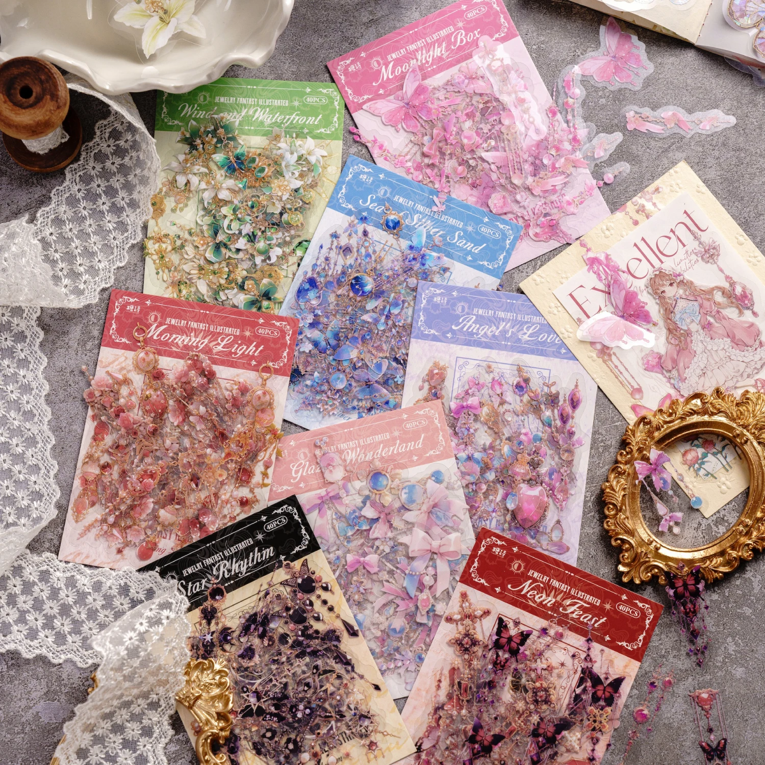 Cute Kawaii Decorative Scrapbooking Stationery 3D Laser Silver Customization Dazzling Packing Photocards Glitter Sticker