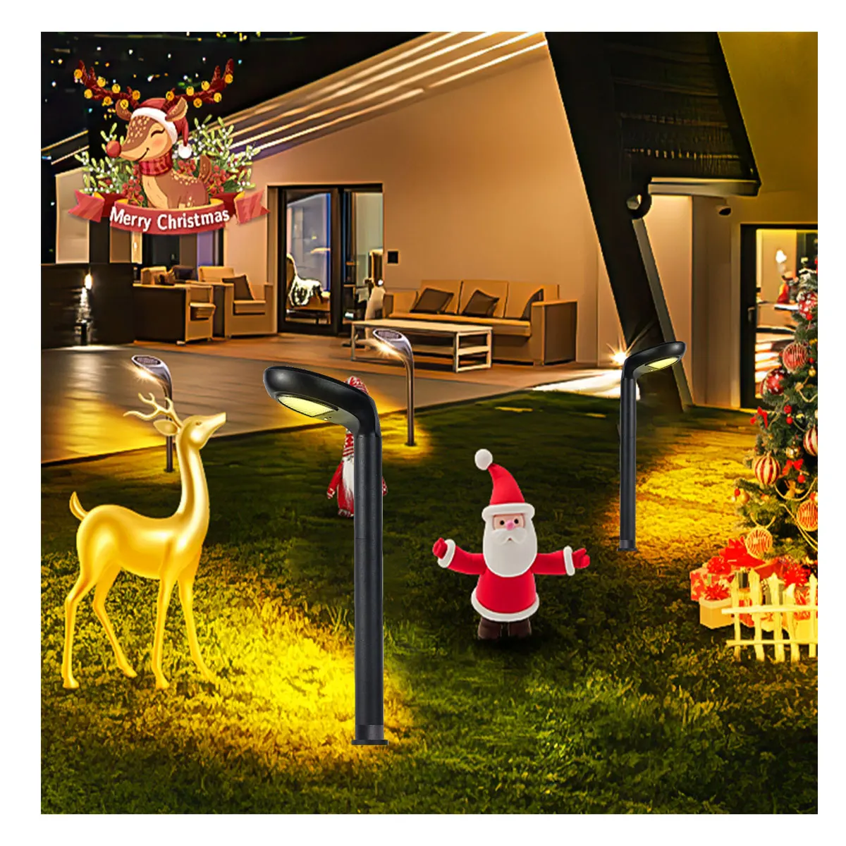 Low Voltage Black Aluminum Hardwired LED Weather Resistant Landscape Path Lights for Garden Lighting