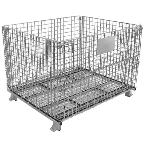 Customized warehouse stackable  storage collapsible metal steel wire mesh pallet cage