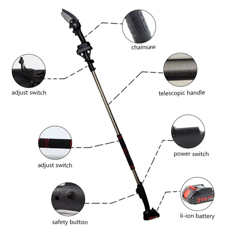 APS66  Cordless Extendable Tree Pruner Manual Pole Saw Long Reach Handle Pole Tree Pruner