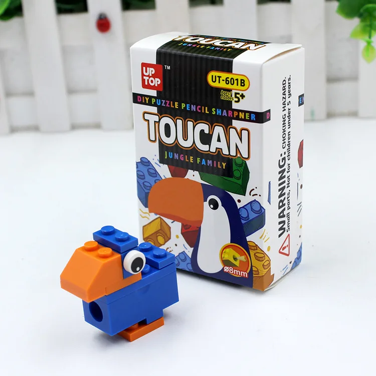 DIY cartoon building blocks students creative stationery kindergarten puzzle assembly pencil sharpener