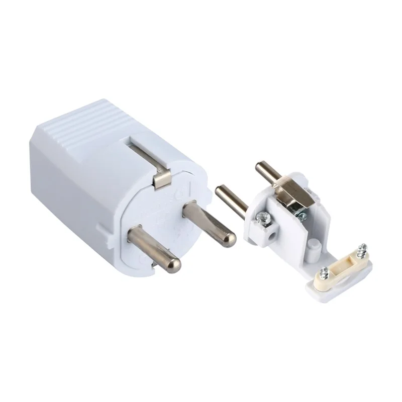 Germany European Standard Plug 2P+T with Grounding 250V 16A White Male Electrical Power Plug Schuko European Rewireable Plug