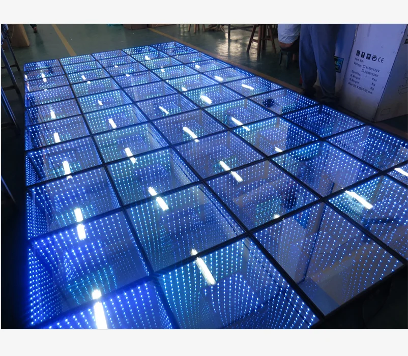 3D Mirror abyss LED dancing floor light Square ABS base outdoor waterproof can be spliced on the wall middle with a frame