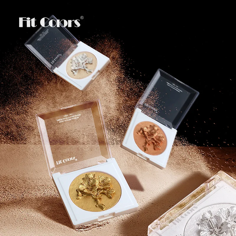 Private Label 4-color 3D Carved Plum High Disc Body Brightening Face Highlight Nose Shadow Solid Contouring Powder Custom Logo