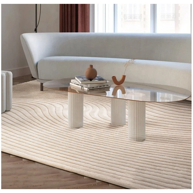 Handmade wool carpet white rug anti slip carpet for living room bed room