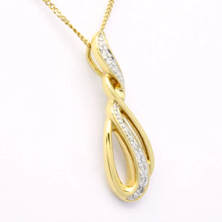 Custom made 18K 14K 9K Yellow Gold with Rhodium plated Natural Diamond Classic Pendant bijoux femme