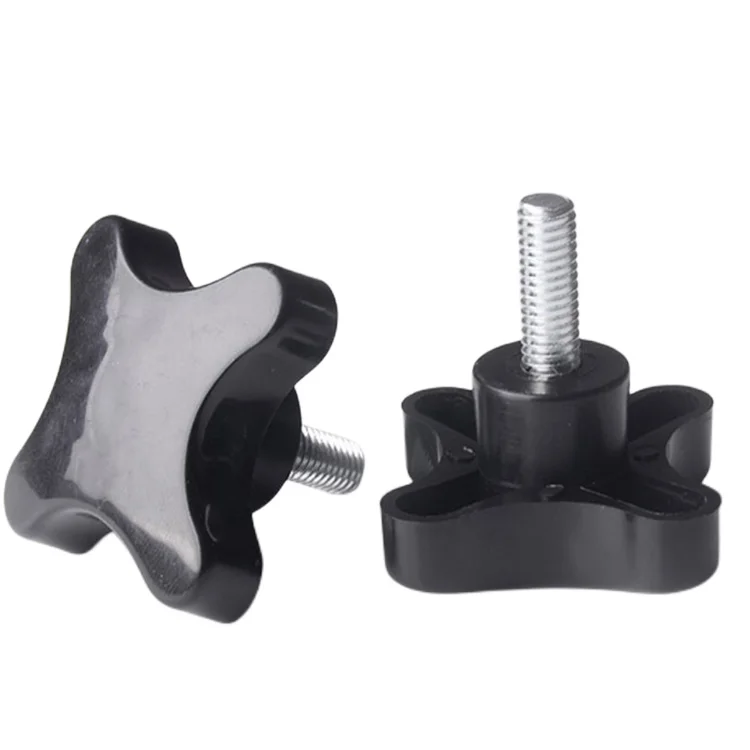 Six Star Black Knob Plastic Head Steel M6 M8 M10 Screw Rod Thumb Screw