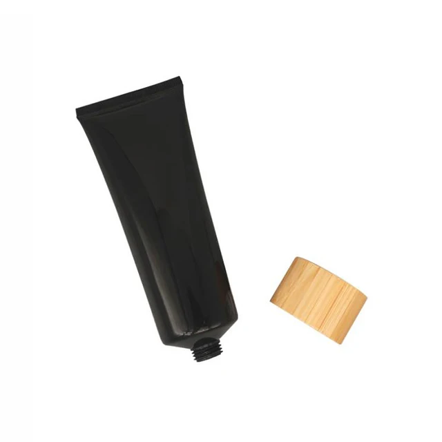 50 100 ml cosmetic container hand cream packaging long bamboo lid plastic tube
