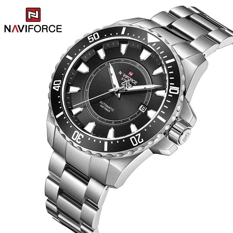 NAVIFORCE S1004 SBB автоматические механические часы для мужчин модные деловые мужские 100 м водонепроницаемые кварцевые наручные отображения даты Reloj