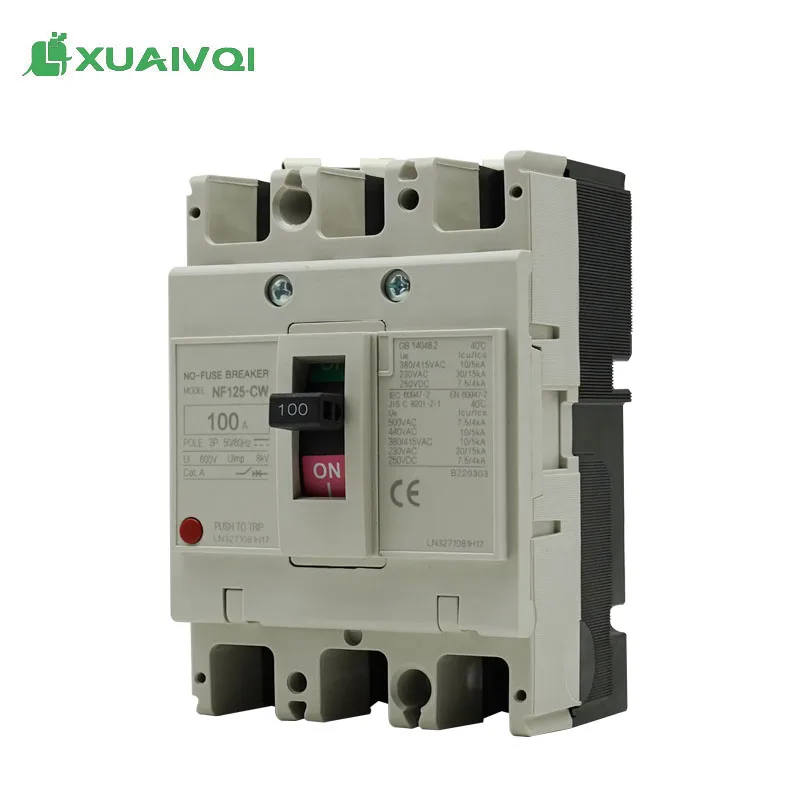 Professional XUANQI NF100-3P 5kA 400V/690V 50A/63A/80A/100A/125A 50/60Hz MCCB 3P moulded case circuit breaker
