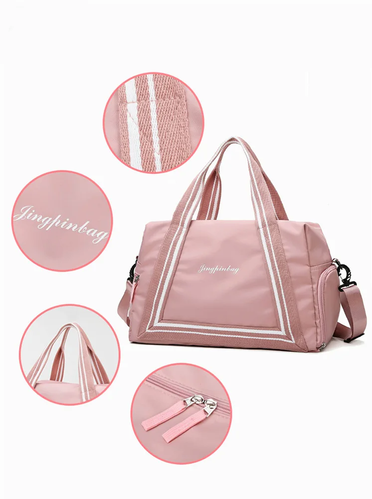 Custom GYM Women portable pink duffel bag,Yoga travel luggage bag ,Fashionable light dry wet separate Large capacity Sports bag