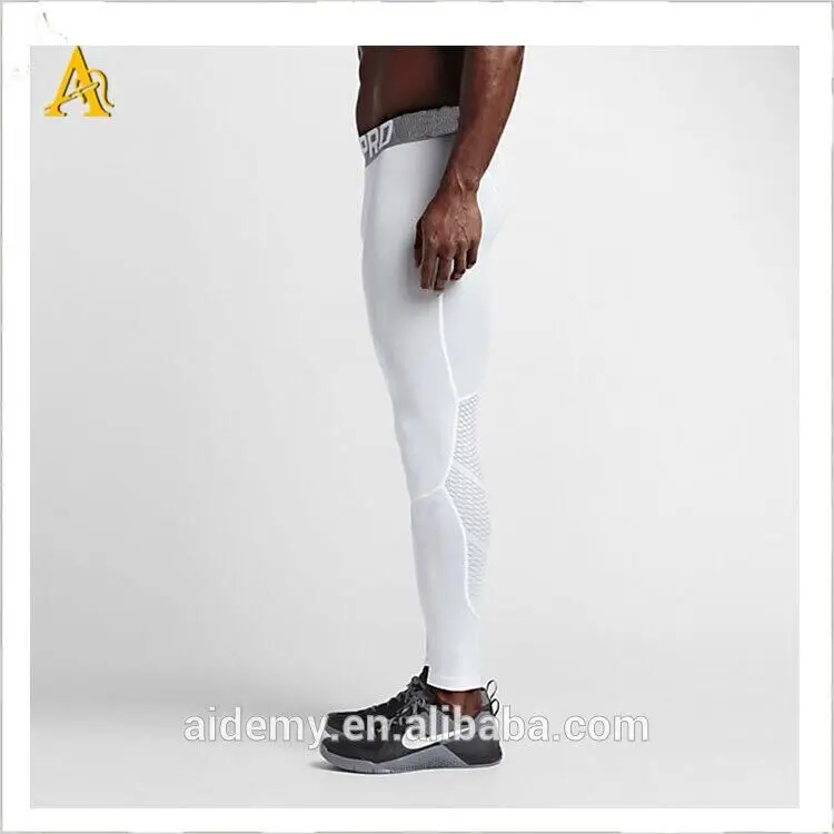 
High Quality Men White Compression Pants Workout Sports Tights Running Leggings 