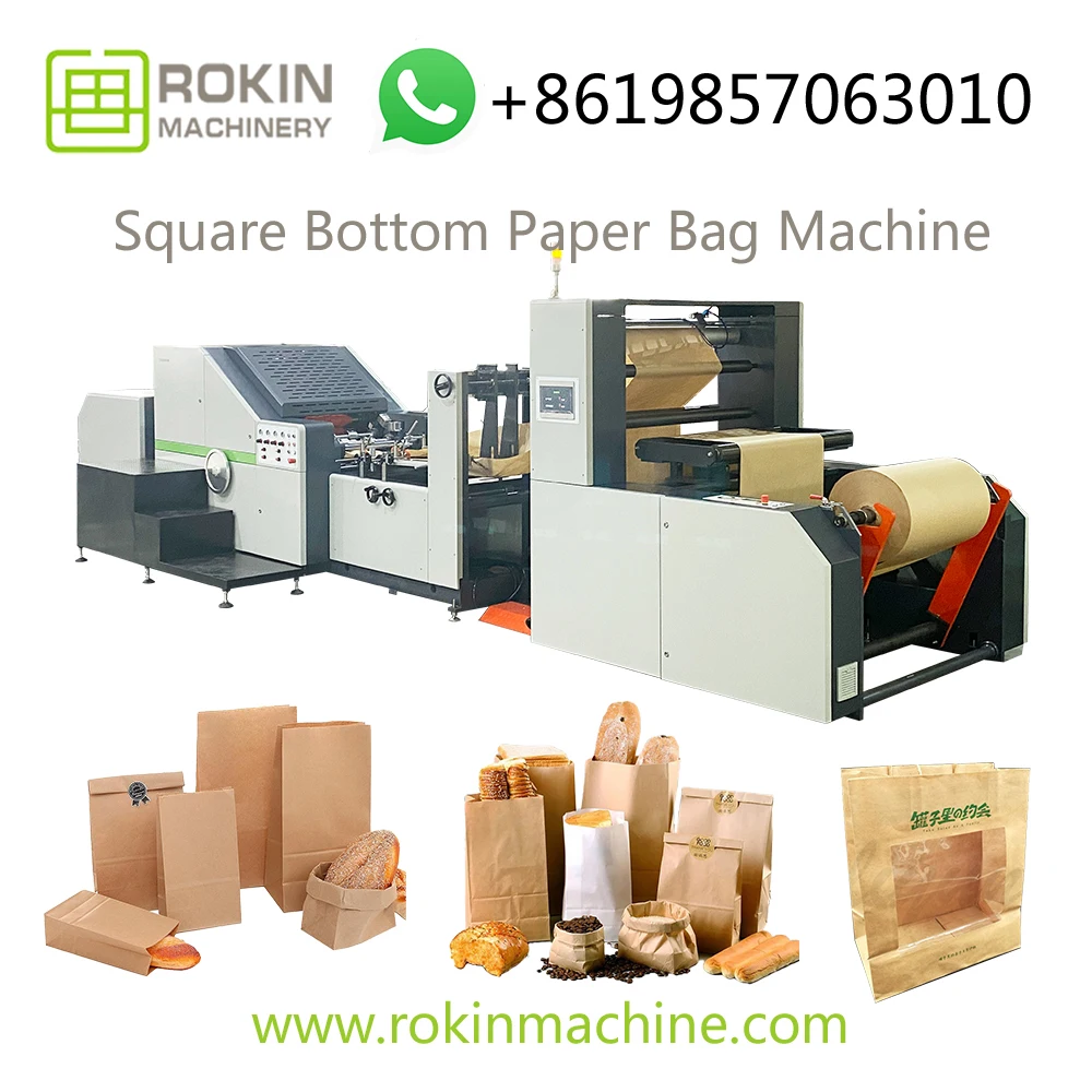  ROKIN BRAND square bottom paper bag making machine price v automatic