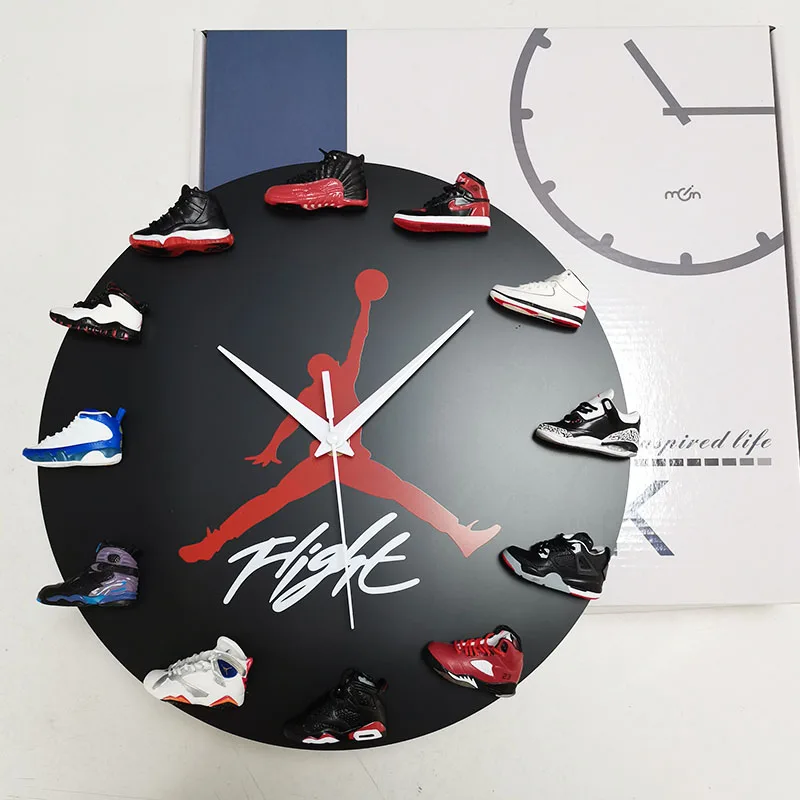 Gift Box Wholesale AJ wall clock dropshipping sports basketball 3D MINI sneaker  Air Jor-dan wall clocks