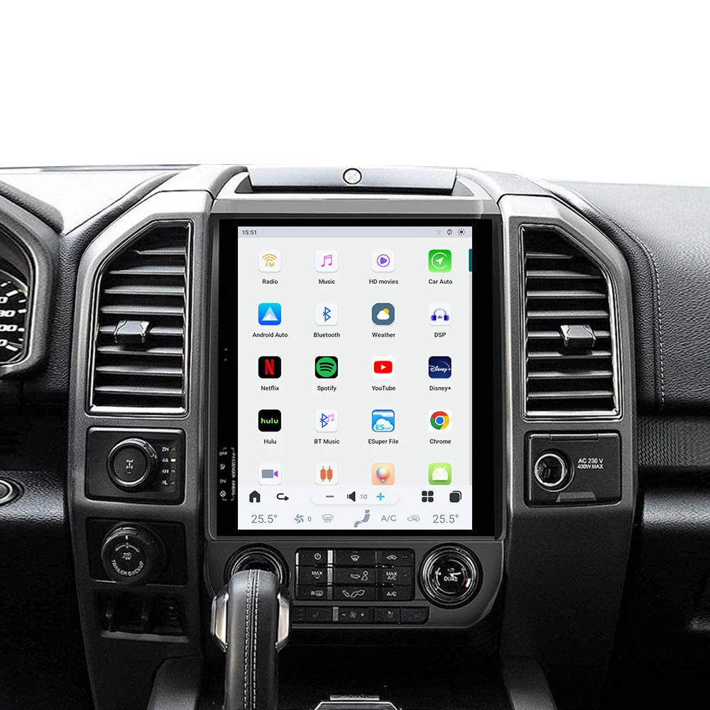12 1 дюймов Qualcomm Android для Ford F150 2015-2020 Tesla стиль автомобильный GPS навигатор мультимедийный плеер магнитола