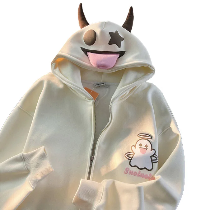 Finch Garment Design Anime Cotton Coat Kawaii Cute Y2K Fashion Hoodie Full Zip Up Hoodie With Ears