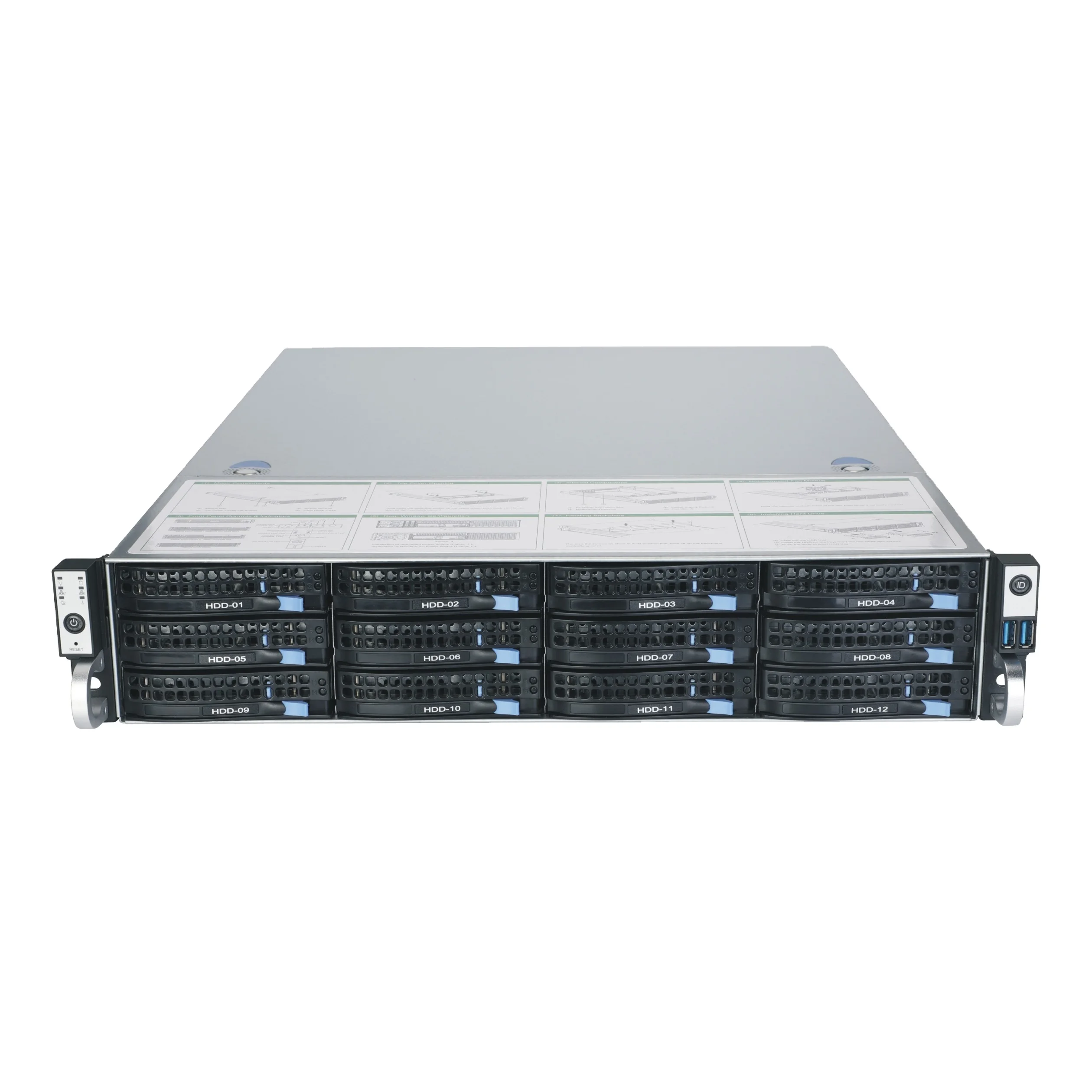 china oem odm customized  2u 12 bay 12bays hot swap sas sata 3.5 drive chassis rack case with 550W psu
