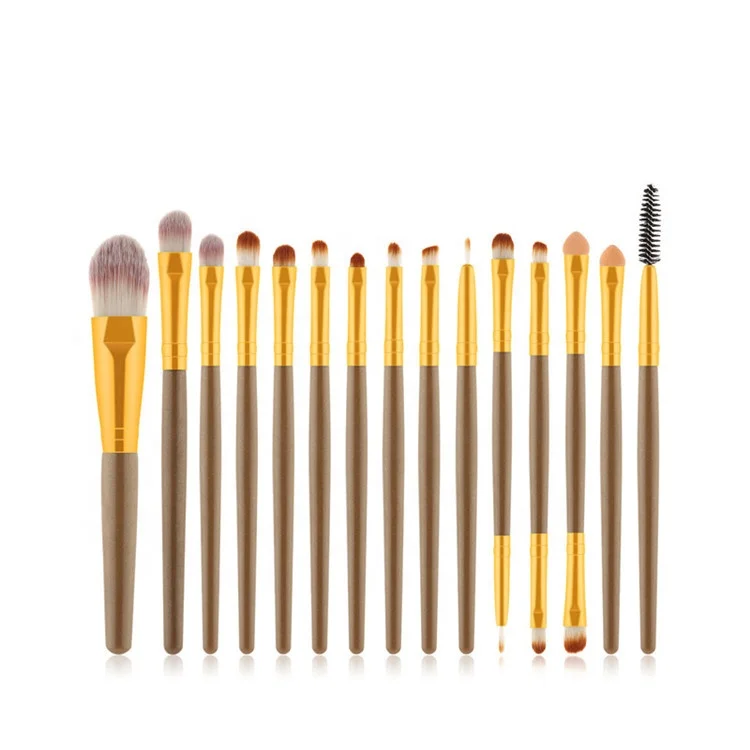 New Makeup Brush Best Selling Creative Fashion Makeup Brushes Cosmetic 15Pcs Kabuki Champing Gold Makeup Brush