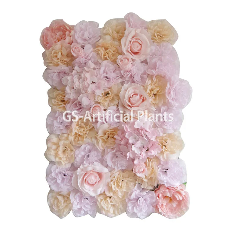 Manufacturer Decorative Pink Wall Rolled Up Artificial Flower Backdrop Stand Wedding