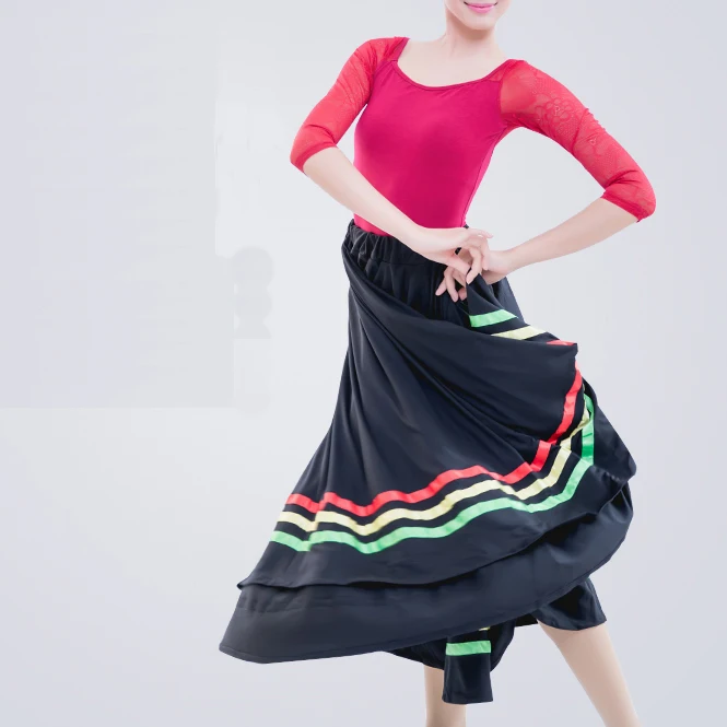 long dance full character skirts Dance clothing ballet skirt Classical Dance Performance Character Skirt with Elastic Waistband