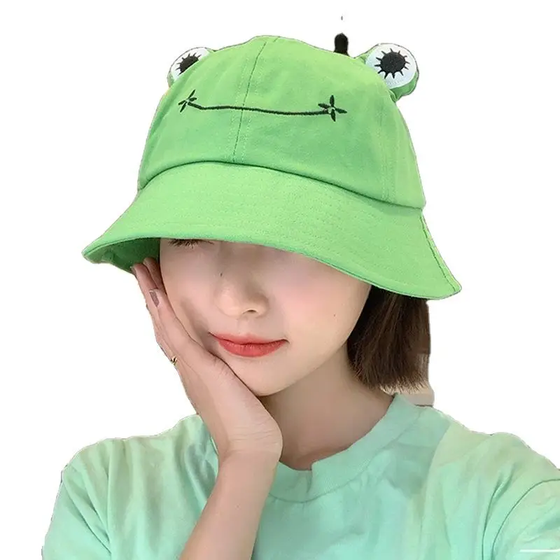 F910 Sunscreen Fisherman Cap Outdoor Fishing Hunting Sunhat Headwear Foldable Cotton Cute Frog baby Bucket Hat