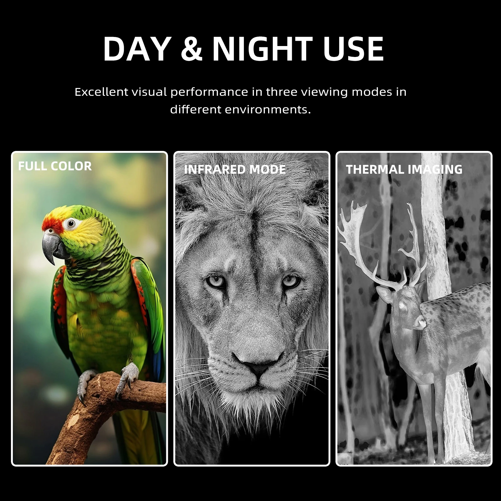 Night Vision Monocular Three Light Switch Model Full Color Image 25mm Optical Lens 13mm Thermal Lens for outdoor Hunting